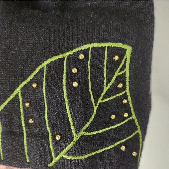 Jack B. Quick Cardigan Sweater Embroidered Beaded Medium Ugly Christmas Sweater - Picture 5 of 10